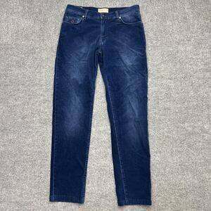 Marco Pescarolo Pants Mens 32 Blue Corduroy Straight Leg Made In Italy Size 50
